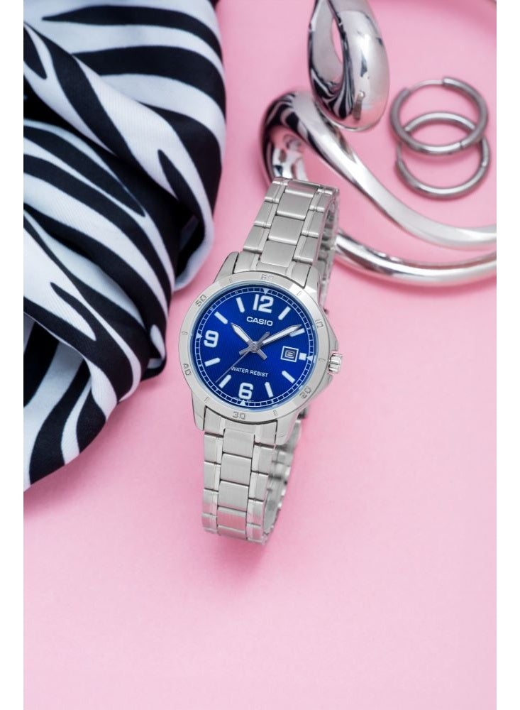 Casio Analog Blue Dial Stainless Steel Band Couple Watch Set MTP/LTP-V004D-2B - Image 4